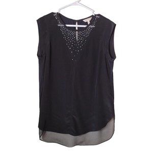 Rebecca Taylor Top Womens 6 Silk Sleeveless Gemstone Keyhole Back Dual Sided